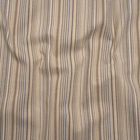 Stretch Cotton Twill – Tan, Light Blue and Dark Brown Barcode Stripes – Deadstock Stretch Cotton Twill – Tan, Light Blue and Dark Brown Barcode Stripes – Deadstock