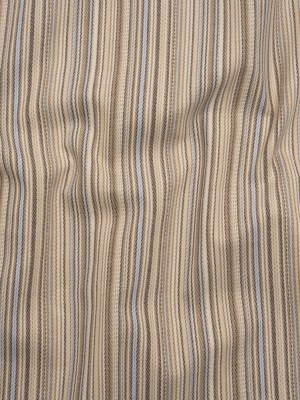 Stretch Cotton Twill – Tan, Light Blue and Dark Brown Barcode Stripes – Deadstock Stretch Cotton Twill – Tan, Light Blue and Dark Brown Barcode Stripes – Deadstock