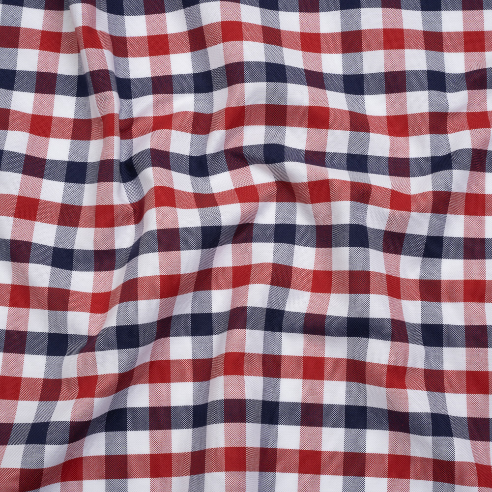 Cotton Oxford Shirting – Red, White and Blue Tattersall Checks – Deadstock Cotton Oxford Shirting – Red, White and Blue Tattersall Checks – Deadstock