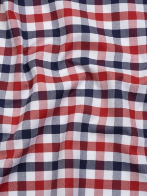 Cotton Oxford Shirting – Red, White and Blue Tattersall Checks – Deadstock Cotton Oxford Shirting – Red, White and Blue Tattersall Checks – Deadstock