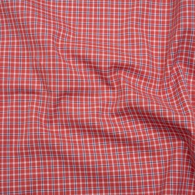 Cotton Shirting – Red, Navy and White Check Plaid – Deadstock Cotton Shirting – Red, Navy and White Check Plaid – Deadstock