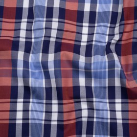 Cotton Twill Shirting – Blue, Red and Navy Plaid – Deadstock Cotton Twill Shirting – Blue, Red and Navy Plaid – Deadstock