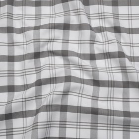Cotton Oxford Shirting – Gray and White Check Plaid – Deadstock Cotton Oxford Shirting – Gray and White Check Plaid – Deadstock
