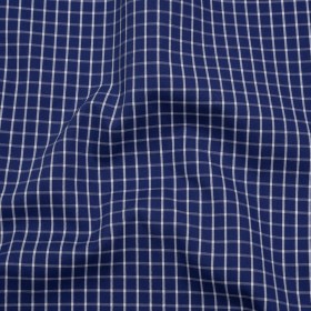 Cotton Shirting – Cobalt Blue and White Little Windowpane Checks – Deadstock Cotton Shirting – Cobalt Blue and White Little Windowpane Checks – Deadstock