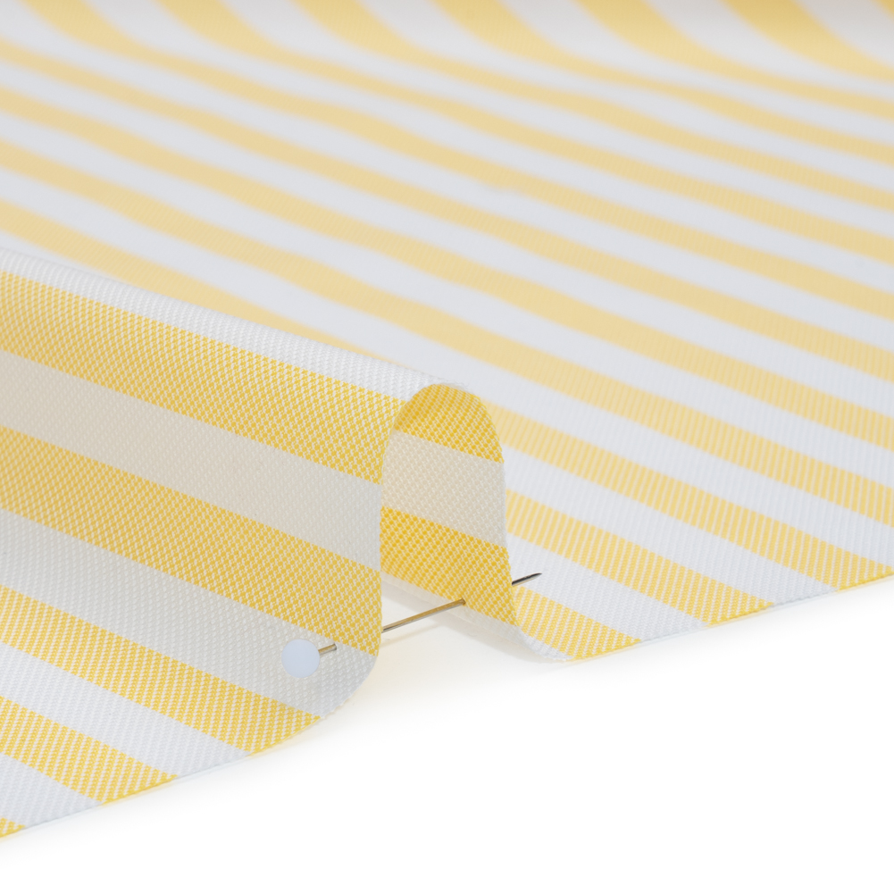Cotton Oxford Shirting - Sunny Yellow and White Stripes - Designer Deadstock