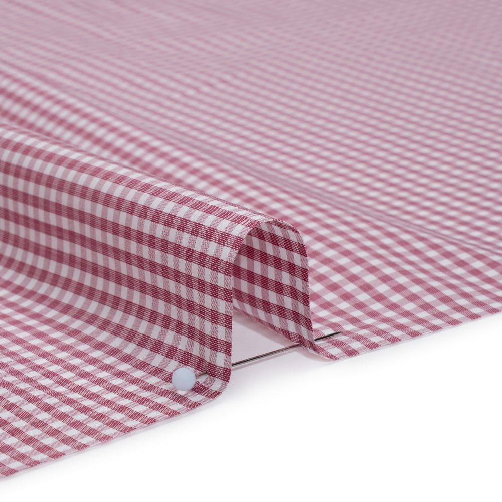 Cotton Shirting - Mulberry Pink and White Gingham Check - Deadstock