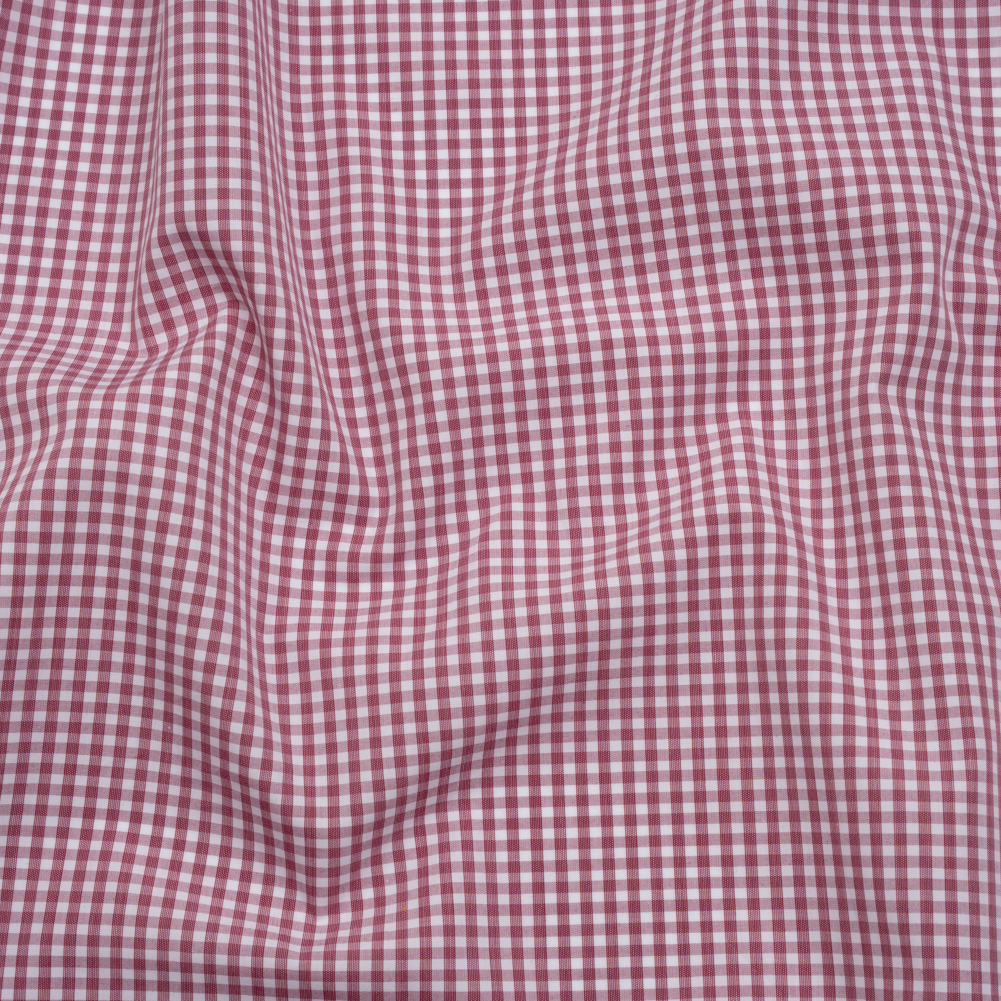 Cotton Shirting – Mulberry Pink and White Gingham Check – Deadstock Cotton Shirting – Mulberry Pink and White Gingham Check – Deadstock