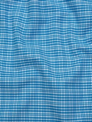 Cotton Oxford Shirting – Bright Blue and White Plaid – Designer Deadstock Cotton Oxford Shirting – Bright Blue and White Plaid – Designer Deadstock
