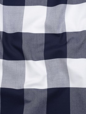 Cotton Oxford Shirting – Dark Blue and White Buffalo Check – Deadstock Cotton Oxford Shirting – Dark Blue and White Buffalo Check – Deadstock