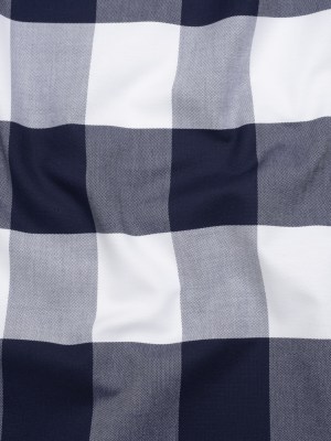 Cotton Oxford Shirting – Dark Blue and White Buffalo Check – Deadstock Cotton Oxford Shirting – Dark Blue and White Buffalo Check – Deadstock