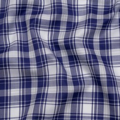 Cotton Twill Shirting – Cobalt Blue and White Plaid – Deadstock Cotton Twill Shirting – Cobalt Blue and White Plaid – Deadstock
