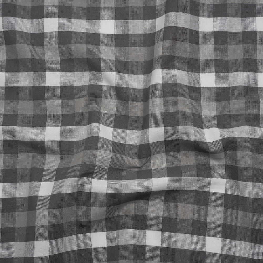 Cotton Oxford Shirting – Gray and White Checks – Deadstock Cotton Oxford Shirting – Gray and White Checks – Deadstock
