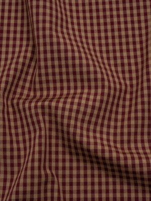 Cotton Shirting – Burgundy and Tan Checks – Deadstock Cotton Shirting – Burgundy and Tan Checks – Deadstock