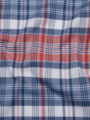 Cotton Oxford Shirting – Red, Blue and White Plaid – Deadstock Cotton Oxford Shirting – Red, Blue and White Plaid – Deadstock