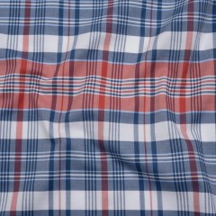 Cotton Oxford Shirting – Red, Blue and White Plaid – Deadstock Cotton Oxford Shirting – Red, Blue and White Plaid – Deadstock