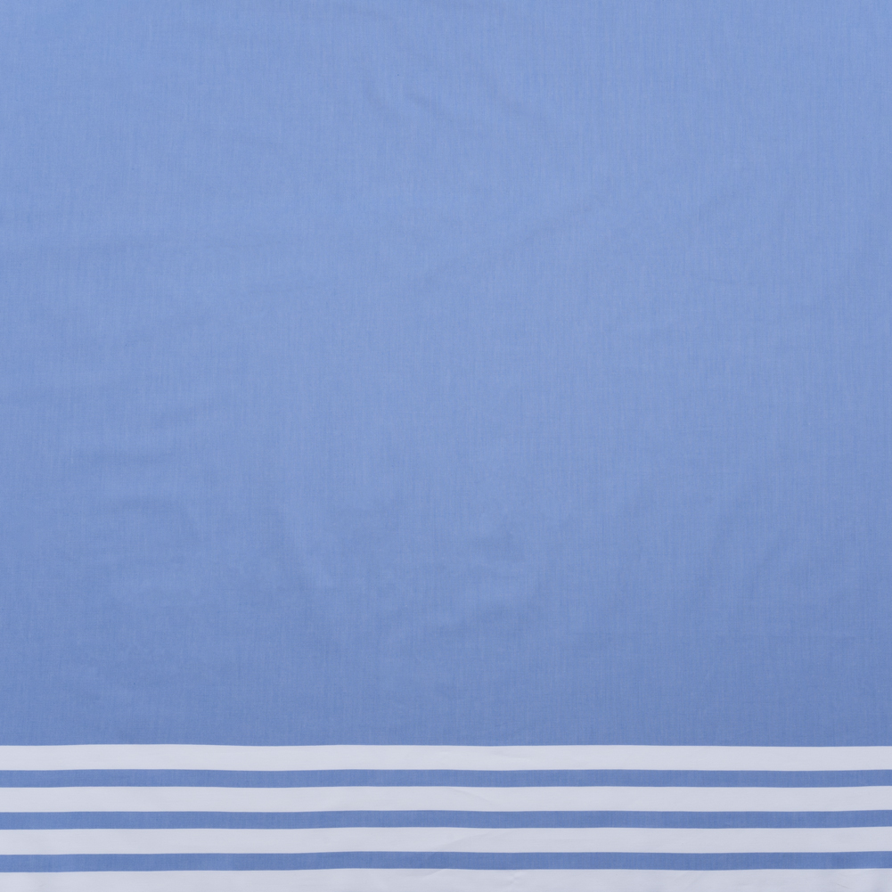 Cotton Oxford Shirting Panel – Blue and White Stripe Border – Deadstock Cotton Oxford Shirting Panel – Blue and White Stripe Border – Deadstock