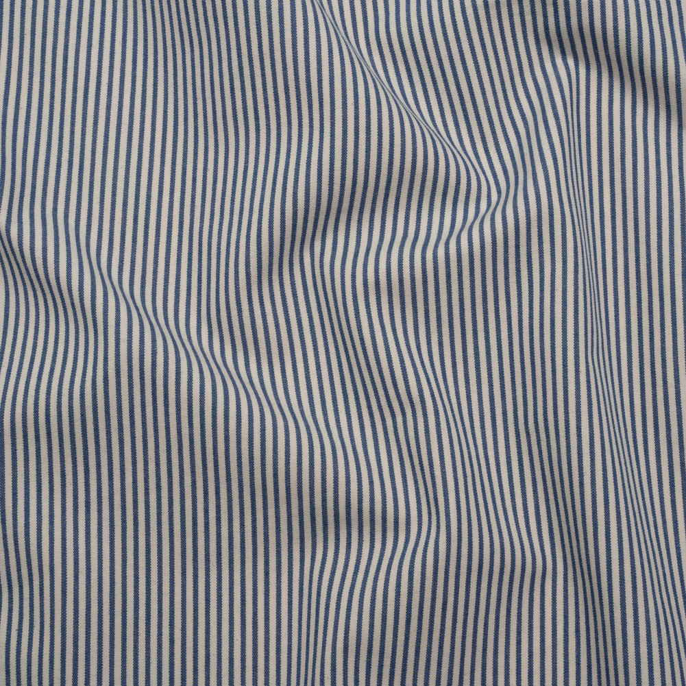 Cotton Woven – Off White and Blue Candy Stripes – Deadstock Cotton Woven – Off White and Blue Candy Stripes – Deadstock