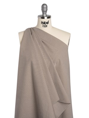 Cotton Twill – Beige, Black and White Striped Checks – Deadstock Cotton Twill – Beige, Black and White Striped Checks – Deadstock