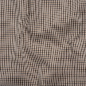 Cotton Twill – Beige, Black and White Striped Checks – Deadstock Cotton Twill – Beige, Black and White Striped Checks – Deadstock