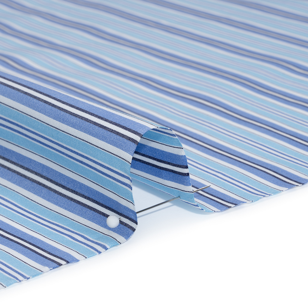 Cotton Poplin – Blue, Sky and White Stripes – Deadstock Cotton Poplin – Blue, Sky and White Stripes – Deadstock