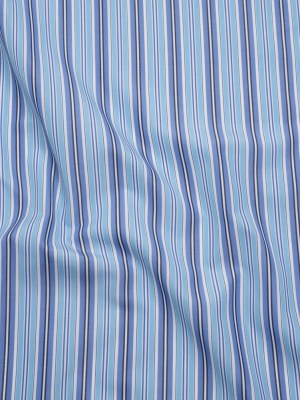 Cotton Poplin – Blue, Sky and White Stripes – Deadstock Cotton Poplin – Blue, Sky and White Stripes – Deadstock