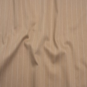 Stretch Cotton Sateen – Light Brown and White Pinstripes – Deadstock Stretch Cotton Sateen – Light Brown and White Pinstripes – Deadstock