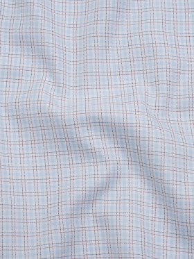 Cotton Twill Shirting – Light Blue, White and Black Tattersall Check-Like Plaid – Deadstock Cotton Twill Shirting – Light Blue, White and Black Tattersall Check-Like Plaid – Deadstock