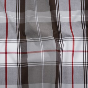Cotton Shirting – Brown, Red and White Plaid – Deadstock Cotton Shirting – Brown, Red and White Plaid – Deadstock