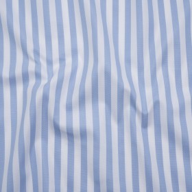 Cotton Basketweave Shirting – Baby Blue and White Bengal Stripes – Deadstock Cotton Basketweave Shirting – Baby Blue and White Bengal Stripes – Deadstock