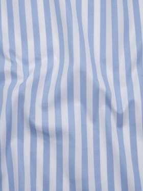 Cotton Basketweave Shirting – Baby Blue and White Bengal Stripes – Deadstock Cotton Basketweave Shirting – Baby Blue and White Bengal Stripes – Deadstock