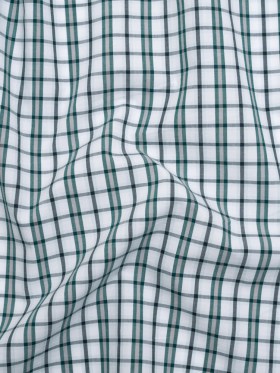 Cotton Shirting – Green, Black and White Plaid – Deadstock Cotton Shirting – Green, Black and White Plaid – Deadstock