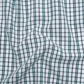 Cotton Shirting – Green, Black and White Plaid – Deadstock Cotton Shirting – Green, Black and White Plaid – Deadstock