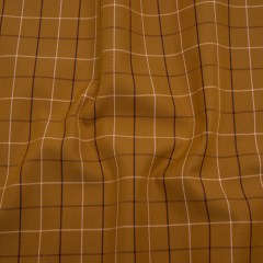 Cotton and Polyester Twill – Yellow Ochre, Navy and White Shadow Window Pane Check – Deadstock Cotton and Polyester Twill – Yellow Ochre, Navy and White Shadow Window Pane Check – Deadstock