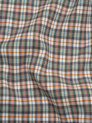 Stretch Cotton Twill – Charcoal, Cream, and Multicolor Plaid – Deadstock Stretch Cotton Twill – Charcoal, Cream, and Multicolor Plaid – Deadstock