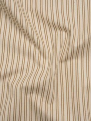 Cotton Twill – Natural Beige Speckles and Taupe Paired Stripes – Deadstock Cotton Twill – Natural Beige Speckles and Taupe Paired Stripes – Deadstock
