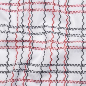 Cotton Jacquard Shirting – Navy, Red and White Wavy Lines Plaid – Deadstock Cotton Jacquard Shirting – Navy, Red and White Wavy Lines Plaid – Deadstock