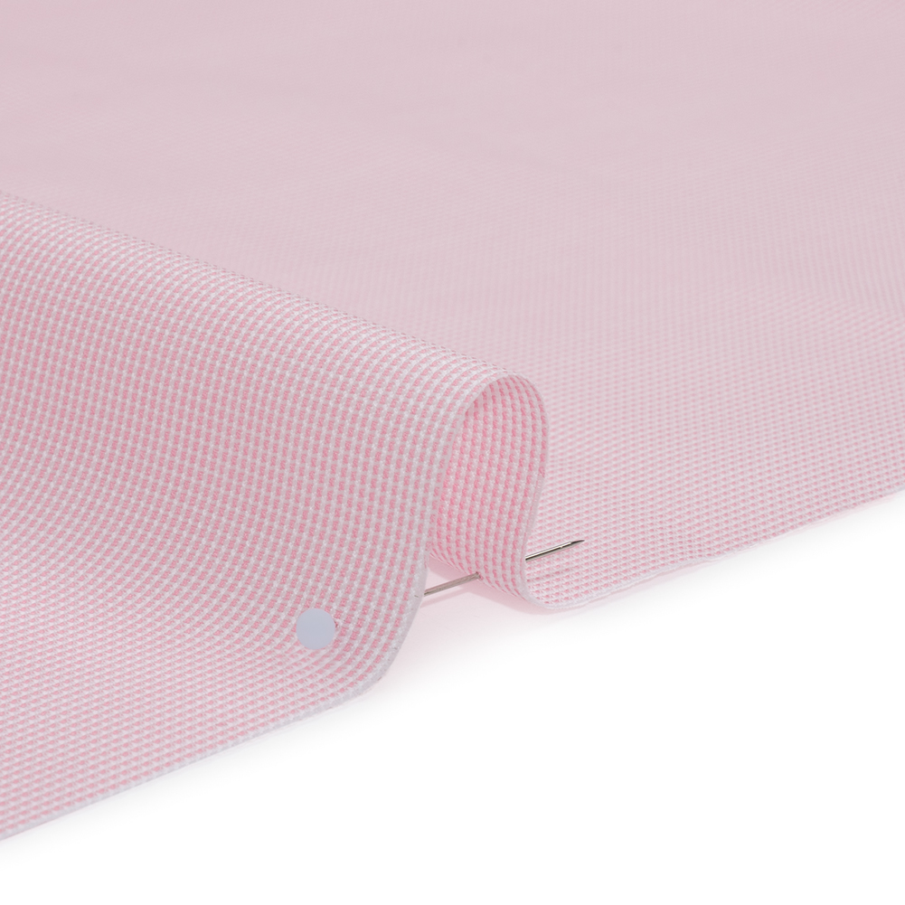 Cotton Oxford Shirting - Baby Pink and White Micro Checks - Deadstock