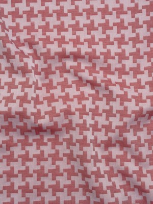 Cotton Twill Shirting – Red and White Geometric Houndstooth – Deadstock Cotton Twill Shirting – Red and White Geometric Houndstooth – Deadstock