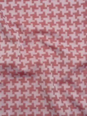 Cotton Twill Shirting – Red and White Geometric Houndstooth – Deadstock Cotton Twill Shirting – Red and White Geometric Houndstooth – Deadstock