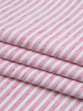Cotton and Linen Woven – Pink and White Railroaded Stripes – Deadstock Cotton and Linen Woven – Pink and White Railroaded Stripes – Deadstock