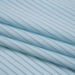 Cotton Dobby Shirting – Aqua Blue and Navy Stripes and Pluses – Deadstock Cotton Dobby Shirting – Aqua Blue and Navy Stripes and Pluses – Deadstock