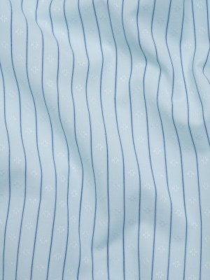 Cotton Dobby Shirting – Aqua Blue and Navy Stripes and Pluses – Deadstock Cotton Dobby Shirting – Aqua Blue and Navy Stripes and Pluses – Deadstock