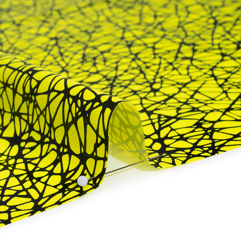 Printed Reflective Fabric - Fluorescent Yellow with Black Web