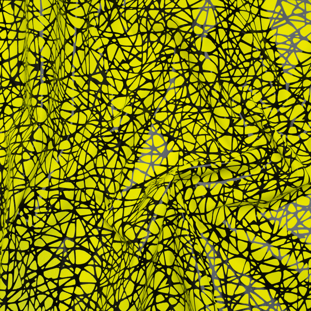 Printed Reflective Fabric – Fluorescent Yellow with Black Web Printed Reflective Fabric – Fluorescent Yellow with Black Web