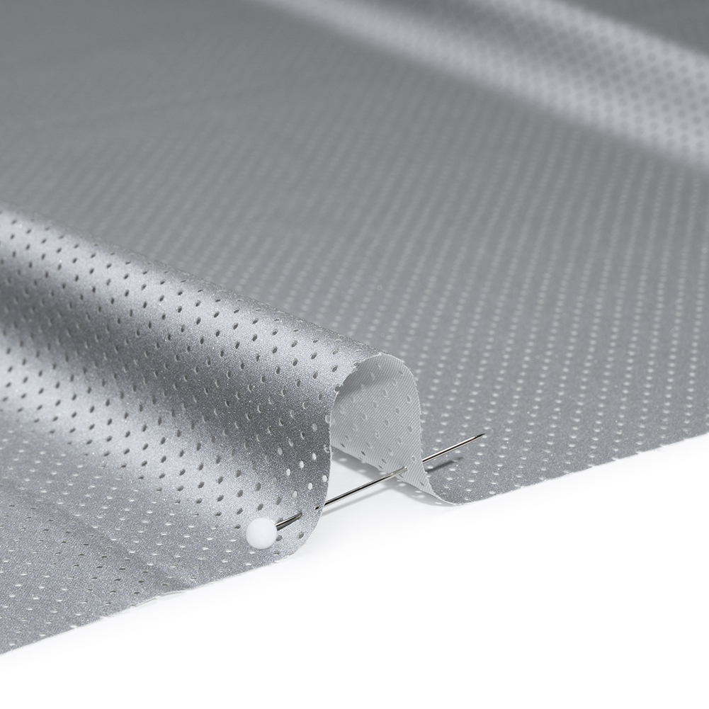 Perforated Reflective Fabric - Silver Gray