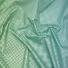 Reflective Print Fabric – Sky Blue and Lime Green Ombre with Silver Gray Grid Reflective Print Fabric – Sky Blue and Lime Green Ombre with Silver Gray Grid