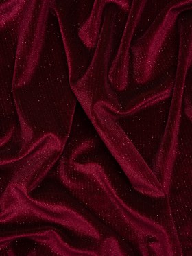 Glitter Stretch Polyester Velour – Burgundy – Designer Deadstock Glitter Stretch Polyester Velour – Burgundy – Designer Deadstock