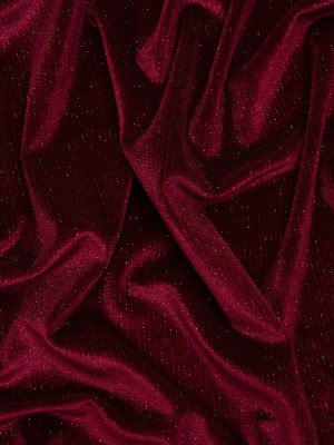 Glitter Stretch Polyester Velour – Burgundy – Designer Deadstock Glitter Stretch Polyester Velour – Burgundy – Designer Deadstock