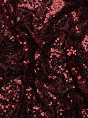 Stretch Polyester Mesh with Allover Baby Sequins – Burgundy – Designer Deadstock Stretch Polyester Mesh with Allover Baby Sequins – Burgundy – Designer Deadstock