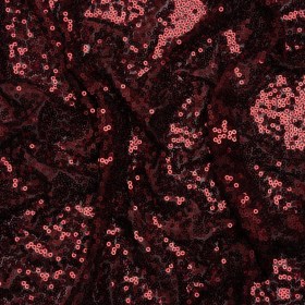 Stretch Polyester Mesh with Allover Baby Sequins – Burgundy – Designer Deadstock Stretch Polyester Mesh with Allover Baby Sequins – Burgundy – Designer Deadstock